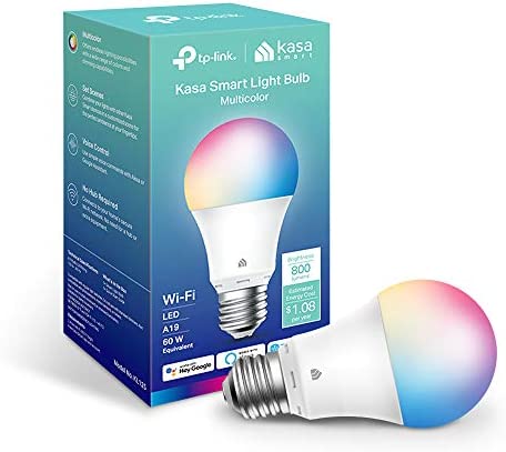 New Kasa Smart Bulb, Full Color Changing Dimmable Smart WiFi Light Bulb Compatible with Alexa and Google Home, A19, 9W 800 Lumens,2.4Ghz only, No Hub Required, 1-Pack (KL125), Multicolor