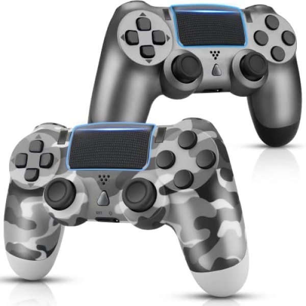 OUBANG 2 Pack Controllers Work with PS4 Controller, Wireless Remote Compatible with Playstation 4 Controller, Game Control for PS4 Pro with Joystick, Pa4 Controller for PS4 Slim/PC Camo Gray Gift Men