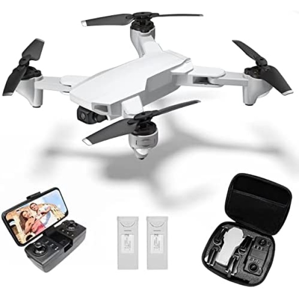 QQPOW Drone for Adults with 1080P Camera,Foldable FPV Drones for Beginners with Live Video,RC Quadcopter with Auto Return,Altitude Hold, Headless Mode(2 Batteries and Carrying Case)
