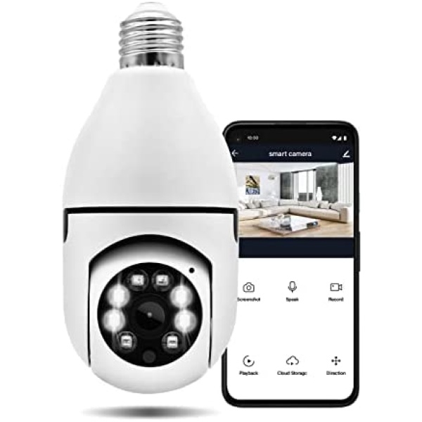 SC2000 Light Bulb Security Camera: Wireless 5G Indoor Outdoor Lightbulb Panoramic Dome Smart Camera with 1080P App Control Motion Detection Night Vision for Home Garden Baby Pet