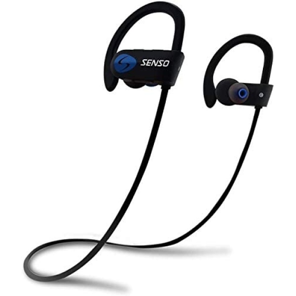 SENSO Bluetooth Headphones, Best Wireless Sports Earphones w/Mic IPX7 Waterproof HD Stereo Sweatproof Earbuds for Gym Running Workout 8 Hour Battery Noise Cancelling Headsets (Grey)