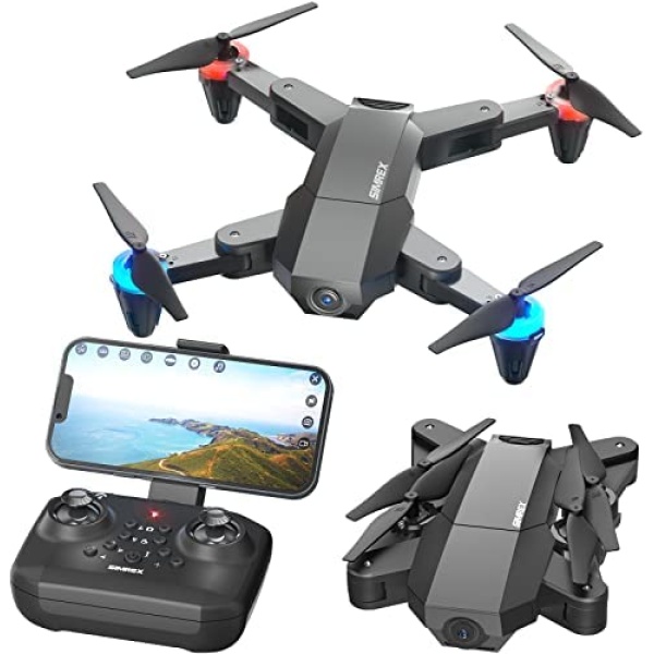 SIMREX X500 mini Drone Optical Flow Positioning RC Quadcopter with 720P HD Camera, Altitude Hold Headless Mode, Foldable FPV Drones WiFi Live Video 3D Flips Easy Fly Steady for Learning Dark Black