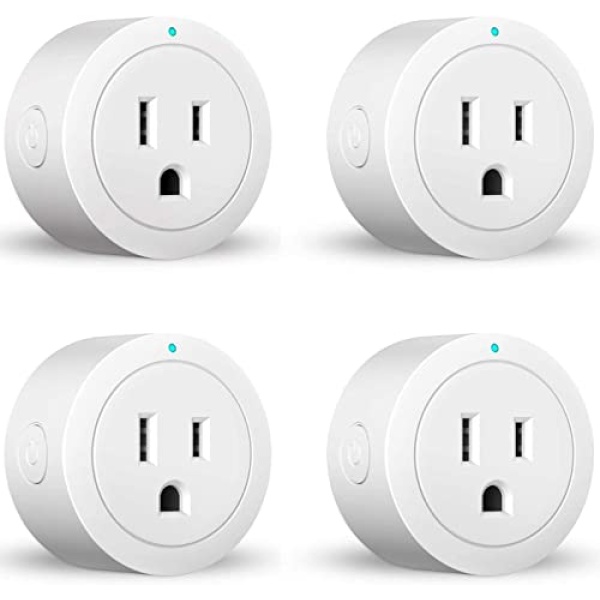 Smart Plug Amysen - Alexa, Echo & Google Home – Only WiFi 2.4G (4- Pack) (A LED BLEU)