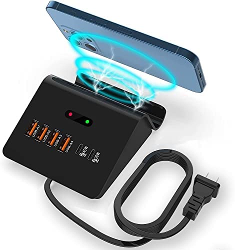 Solopen USB Charging Station,100W 7 Port Multiple Charging Station with 2 USB C PD Port,4 USB A Port,Wireless Charger,USB Charging Hub for Samsung iPad iPhone 13 14
