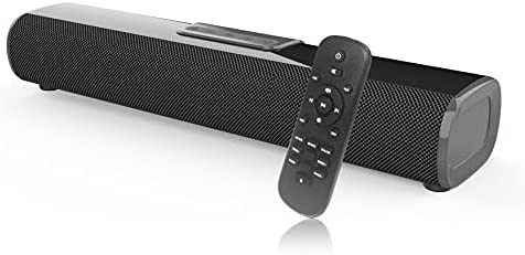 Sound Bars for TV 60W 16-Inch Small Sound Bar for TV, Bluetooth 5.0 Speaker, 3 Equalizer Modes Audio, Bass Adjustable, Built-in DSP, Optical/HDMI/Aux/USB Connection for TV, PC, Projectors (Black)