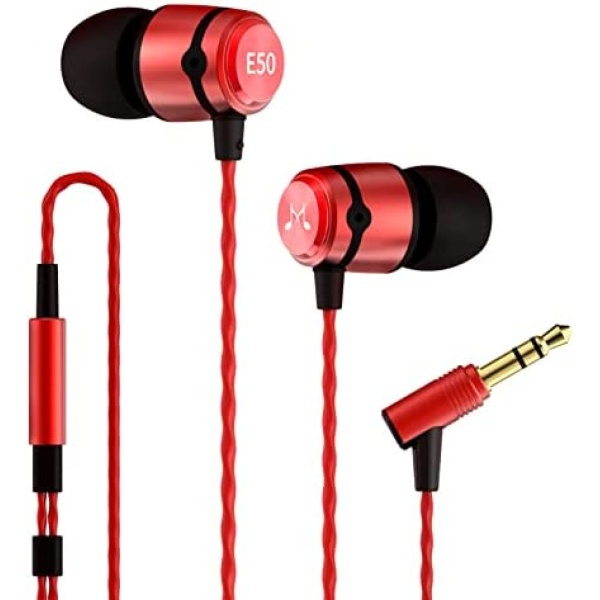 SoundMAGIC E50 Wired Earbuds No Microphone in Ear Monitor HiFi Earphones Noise Isolating Headphones Comfortable Fit Black Red