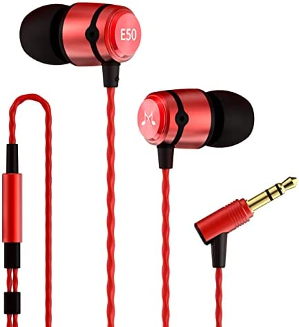 SoundMAGIC E50 Wired Earbuds No Microphone in Ear Monitor HiFi Earphones Noise Isolating Headphones Comfortable Fit Black Red