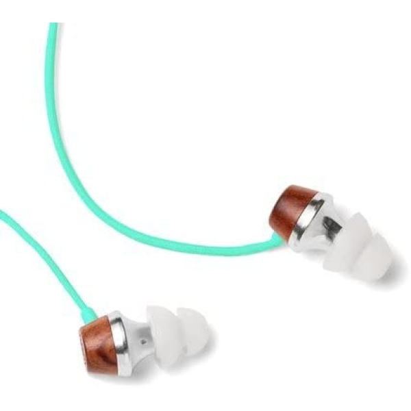 Symphonized ALN Premium Genuine Wood in-Ear Noise-isolating Headphones, Earbuds, Earphones with Mic (Turquoise)