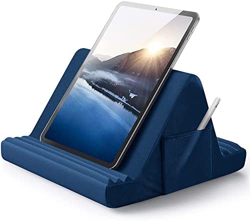 Tablet Pillow Stand, Tablet Holder Dock for Bed with 6 Viewing Angles, Compatible with iPad Pro 9.7, 10.5,12.9 Air Mini 4 3, Kindle, Galaxy Tab, E-Reader and Books (Blue)