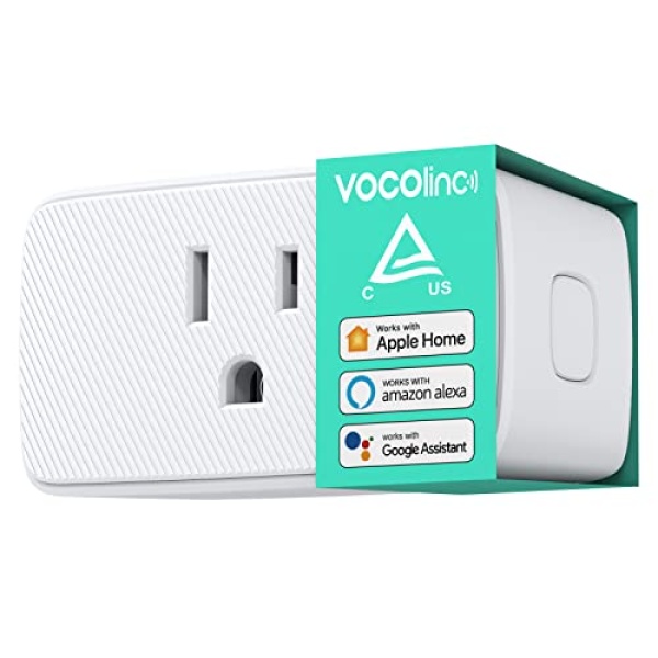 VOCOlinc Smart Plug Works with Apple Homekit, Alexa, Google Home, 2.4G WiFi Smart Outlet Devices Support Siri, Timer, No Hub Required, 15A, 1 Pack