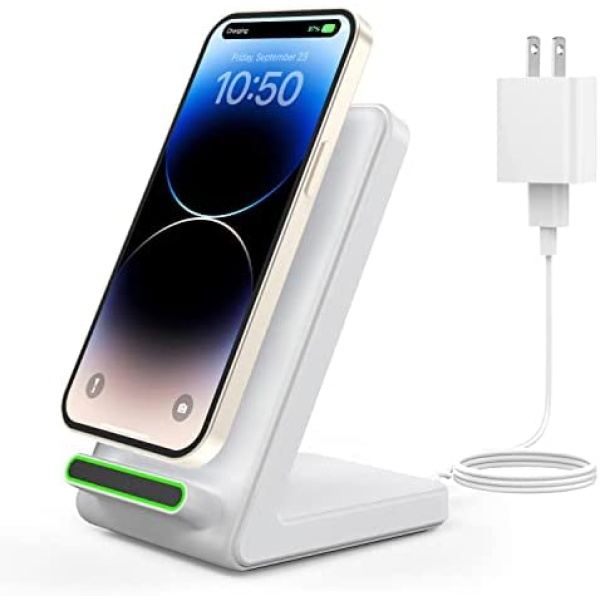 Wireless Charger, Wireless Charging Stand Compatible with iPhone 14/13/12 Pro Max/Pro/Mini/11/11 Pro Max/X/8, Phone Charger for Galaxy S22/S22 Ultra/S21/S20/S10, Google LG etc