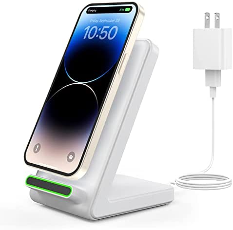 Wireless Charger, Wireless Charging Stand Compatible with iPhone 14/13/12 Pro Max/Pro/Mini/11/11 Pro Max/X/8, Phone Charger for Galaxy S22/S22 Ultra/S21/S20/S10, Google LG etc