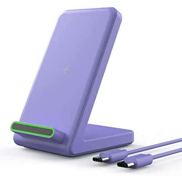 Wireless Charger, Wireless Charging Stand for iPhone 14/13/12 Series, SE 11 X XR XS MAX X 8 Plus, Wireless Phone Charger Samsung S22/S21/S20/S10/S9 +/Ultra, Note 20/10/9 Purple (No AC Adapter)