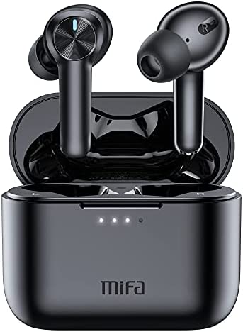 Wireless Earbuds 60Hrs Playtime MIFA Bluetooth Headphones 4 Mics Clear Call with Charging Case & LED Power Display TWS IPX7 Waterproof Stereo Earphones in-Ear Touch Control Headset for Workout, Black