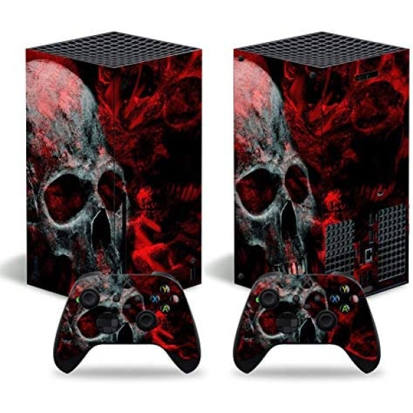 Xbox Series X Skins Wrap Sticker with Two Free Wireless Controller Decals, Whole Body Protective Vinyl Skin Decal Cover for Microsoft Xbox Series X Console - Blood Skull
