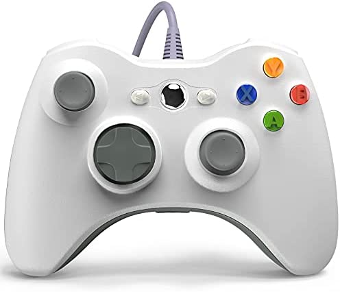 YAEYE PC Wired Controller, Game Controller for Xbox 360 with Dual-Vibration Turbo Compatible with Xbox 360/360 Slim and PC Windows 7,8,10,11(White)