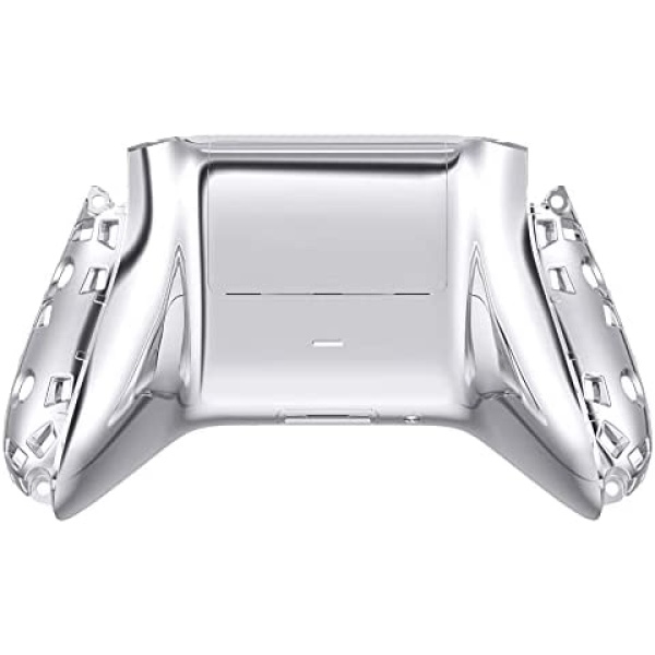eXtremeRate Chrome Silver Glossy Custom Bottom Shell with Battery Cover for Xbox Series S/X Controller, Replacement Backplate for Xbox Core Controller - Controller & Side Rails NOT Included
