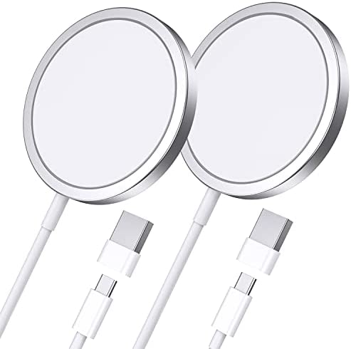 2 Pack Magnetic Wireless Charger 15W Fast Mag-Safe Charger for iPhone 14/13/12 Series Magnetic Wireless Charging Pad with Dual Charging Port Apple Mag Safe Charger for AirPods 3/2/Pro