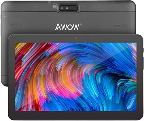 AWOW Tablet 10.1 inch Android 10 Go Tablet, Quad-core, 1.5GHz, 1GB RAM, 16GB Flash, 1024x600 LCD Display, 0.3MP and 2MP Camera, 2.4G WiFi, Bluetooth 4.0, 5000mAh Battery Capacity, Black