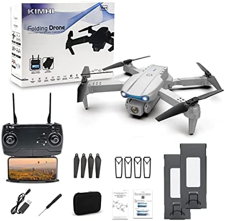 KIMHI Drone with Camera for Adults, Foldable RC Quadcopter, Helicopter Toys, 1080P FPV Video Drone for Beginners, 2 Batteries, Carrying Case, One Key Start, Altitude Hold,Headless Mode,3D Flips (E99)