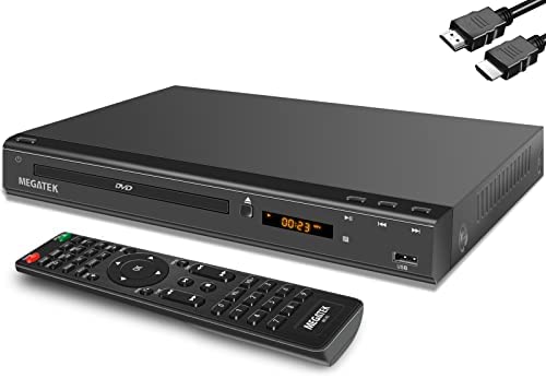MEGATEK Multi-Region DVD Player for TV with HDMI (1080p Upscaling), CD Player for Home, USB Port, Coaxial Digital Out, Compact Design, Sturdy Metal Casing, Remote & 5ft HDMI Cable Included
