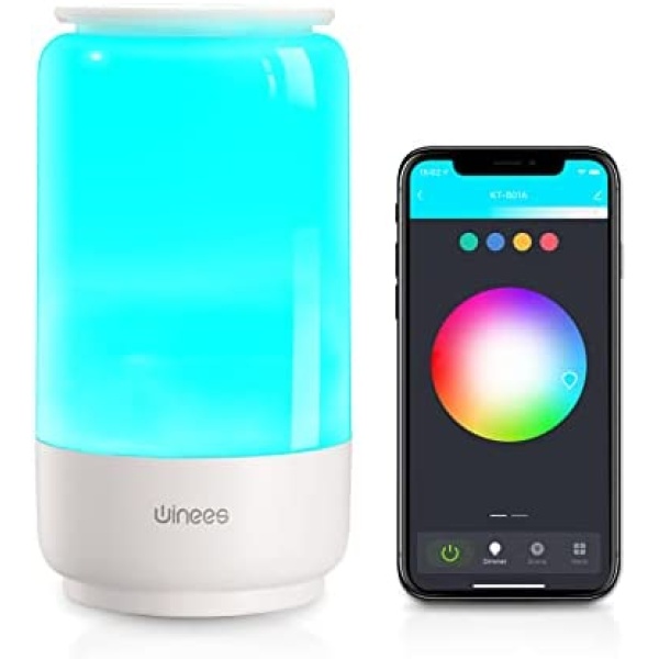winees Smart Table Lamps, Bedside Lamp Works with Alexa &Google Home, Dimmable RGBW LED Nightstand Lamp for Bedrooms and Living Room, WiFi APP Phone Control Color Changing Lamp, Bedroom Decorations