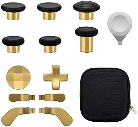13 in 1 Metal Thumbsticks for Xbox One Elite Series 2, Elite Series 2 Controller Accessory Parts, Gaming Accessory Replacement, Metal Mod 6 Swap Joystick, 4 Paddles, 2 D-Pads, 1 Tool (Plating Gold)