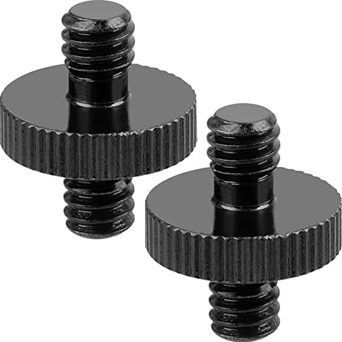 1/4" Male to 1/4" Male Threaded Tripod Screw Adapter Double Head Stud Standard Mounting Thread Converter for Camera Cage Mount Light Stand Monopo Shoulder Rig Tripod Black-2 Packs