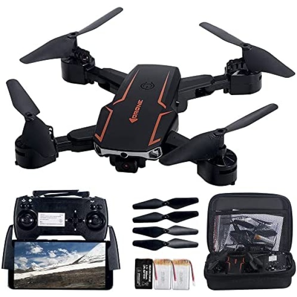 Drone with Camera for Adults 4k 1080P HD Mini RC Quadcopter WIFI FPV Whoop Drone for Kids Beginners Toy Gift Small Foldable Skyquad with Waypoint Fly, Auto Hover, Gesture Control, Fly 54 Mins(Black)