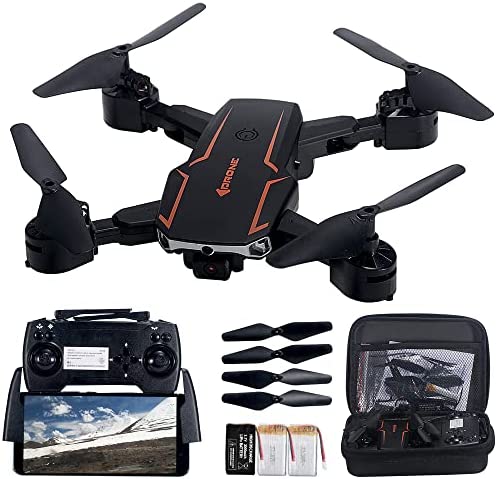 Drone with Camera for Adults 4k 1080P HD Mini RC Quadcopter WIFI FPV Whoop Drone for Kids Beginners Toy Gift Small Foldable Skyquad with Waypoint Fly, Auto Hover, Gesture Control, Fly 54 Mins(Black)