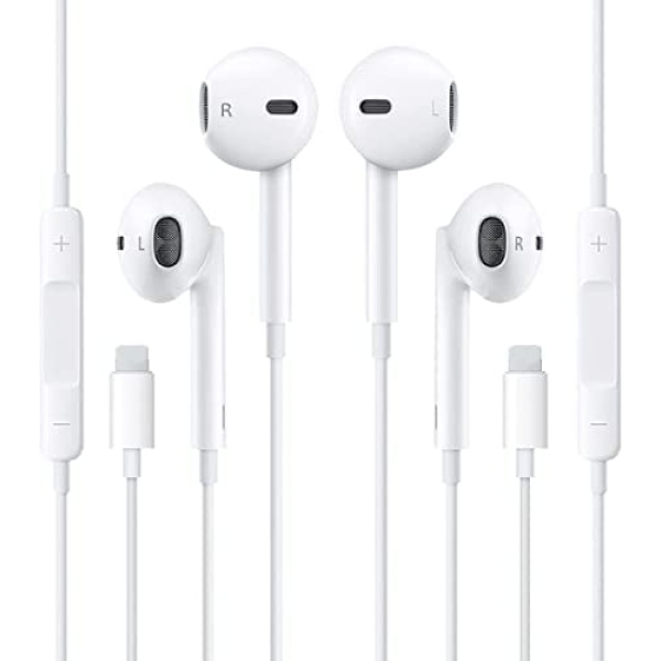 2 Pack Earbuds Headphones Wired Earphones with Microphone and Volume Control, Compatible with iPhone 14/13/12 Pro Max/Xs Max/XR/X/8/7 Plus