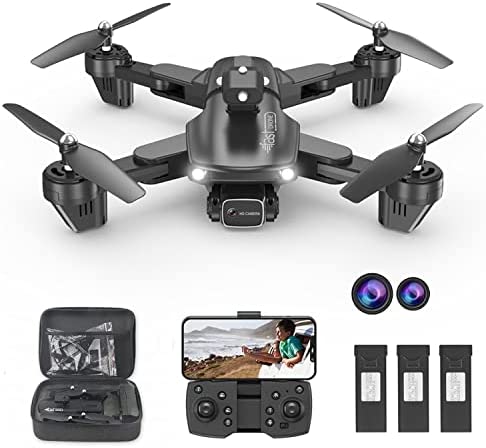 2023 Foldable FPV Drone with Adjustable 4K HD WiFi Camera; Lightweight RC Quadcopter for Kids/Adults/Beginner, 3 Modular Batteries 45Mins Flight Time,Trajectory Flight, Gesture Control/Follow Me Mode(F184-black)