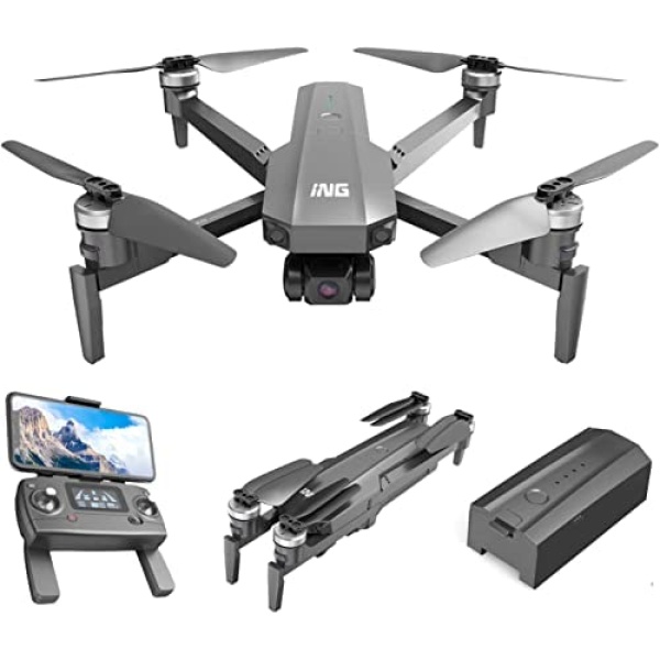 Beantech Foldable GPS Drone with 4K UHD EIS Camera for Adults, 5G Transmission Drones with Brushless Motor, Follow Me, Auto Return Home, Encircling Flight Quadcopter with 3-Axis Gimbal Camera