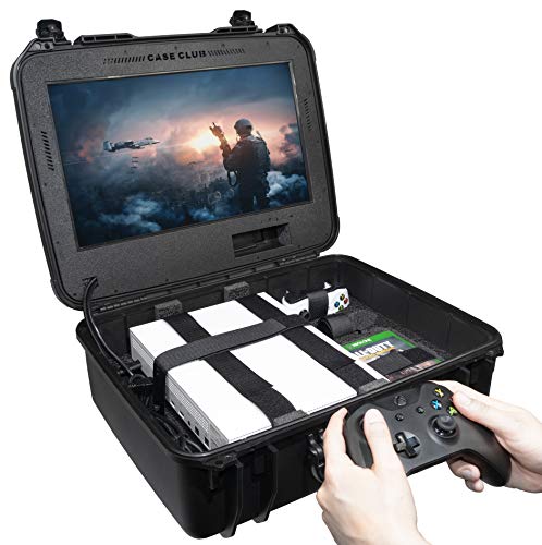Case Club Waterproof Xbox One X/S Portable Gaming Station with Built-in Monitor & Storage for Controllers & Games, Gen 2