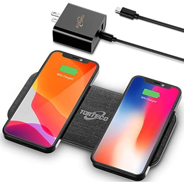 Dual Wireless Charger with 5 Charging Coils, 65W GaN Wall Charger Adapter, Compatible with iPhone and AirPods Pro