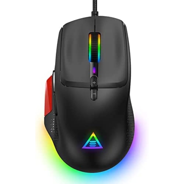 EKSA Gaming Mouse, 12 RGB Backlight Modes Wired PC Computer Mouse with Sniper Button, High-Precision Adjustable 12000 DPI, 9 Programmable Buttons for Laptop Gamer Work Office