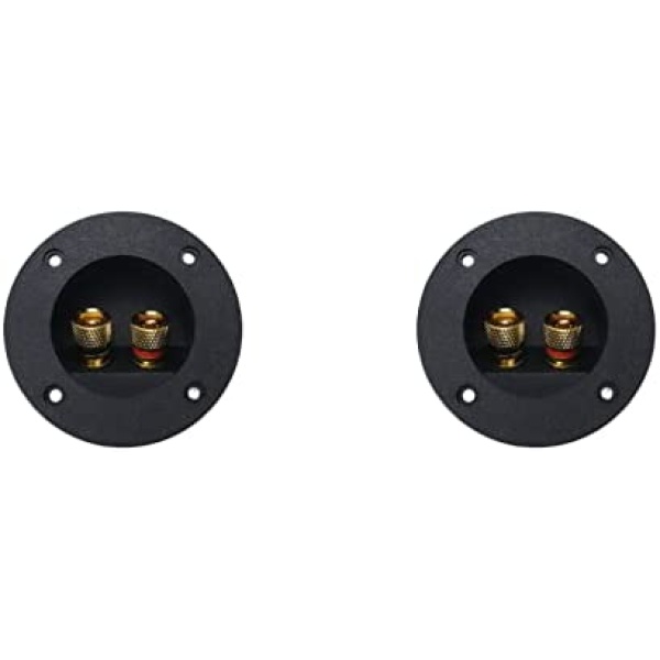 FarBoat 2pcs 2-Way Speaker Junction Box Audio Subwoofer Brass Terminal 4mm Banana Bingding Post (2.95-inch Round Plate)