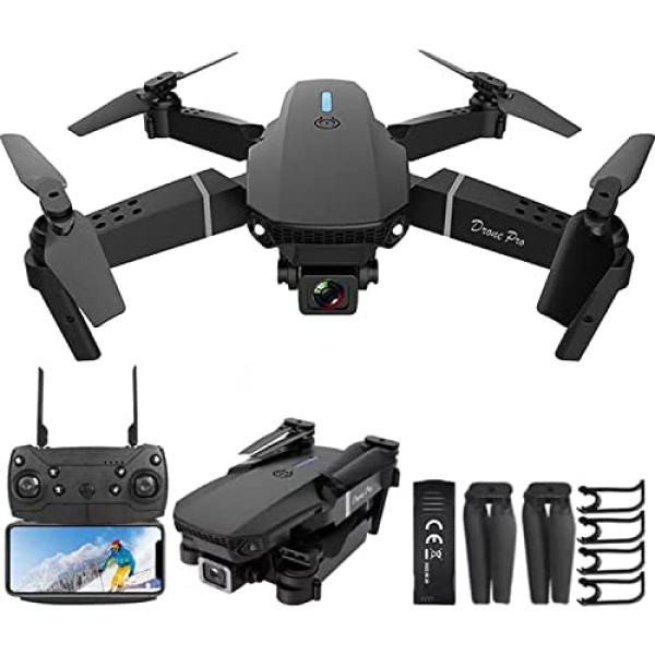 Mini Drone with Camera for Adults - Christmas Toy Gift for Teenage Boy Girl Kids Beginner Age 8-10-12 Years Old - RC Quadcopter Multirotors | Foldable UAV | WiFi HD FPV Live Video | One Key Take Off/Land | Altitude Hold | Headless Mode | 360° Flip | Carrying Case (Black)
