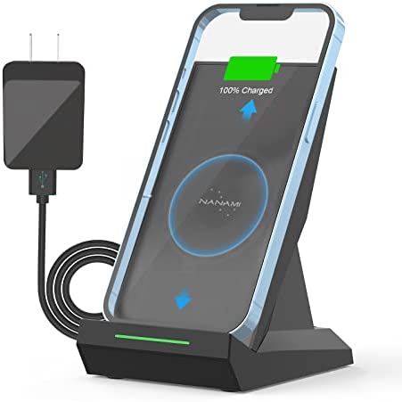 NANAMI Fast Wireless Charger - Smart Auto-Aiming Qi-Certified Wireless Charging Stand with 18W QC3.0 Adapter USB Phone Charger for iPhone 14/13/12/XS/8, Compatible Samsung Galaxy S22/S21/S20/Note 20