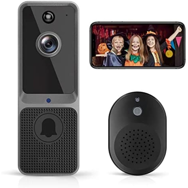 PASO Doorbell Camera Wireless, Smart WiFi Video Doorbell with 2 Way Audio, Motion Detection, Night Vision, Cloud Storage, Battery Powered, Live View, Chime Included, Easy Install, 1080P, 2022