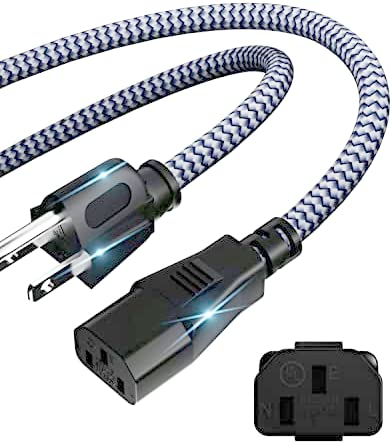 Power Cord - 3 Pin Power Cord Braided, 6.6ft(2 m) AC Replacement Power Cable 3 Prong, UL Certified Universal Power Cord for Monitor, PS3, Xbox-360, TV, Computer, Printer and More(10A,110V-250V,18AWG)