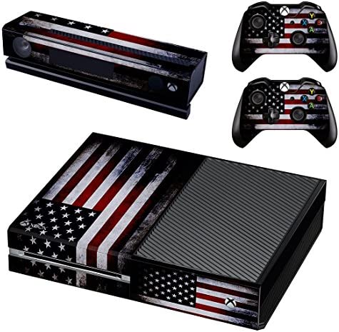 UUShop Protective Vinyl Skin Decal Cover for Microsoft Xbox One Console wrap Sticker Skins with Two Free Wireless Controller Decals American Flag(NOT for One S or X)