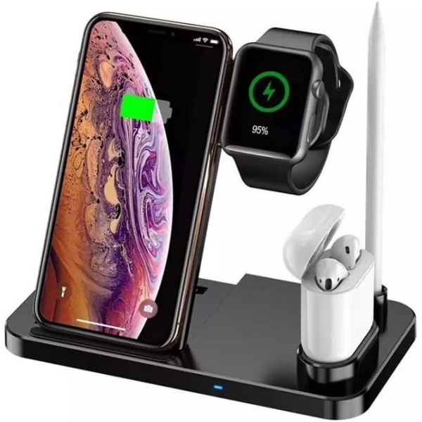 Xagross Desktop Fast Wireless Charging Station 4 in 1 for Phone/Watch/Airpods/Apple Pencil (Back)