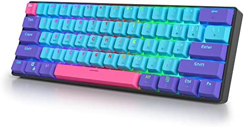 surmen GT61 60% Mechanical Gaming Keyboard 60 Percent RGB Backlit Hot-Swappable Wireless/Wired Compact Mini Keyboard Bluetooth 5.0 Keyboard Programmable/N-Key Rollover (Gateron Red, Joker)