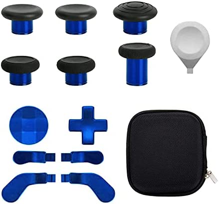 13 in 1 Metal Thumbsticks for Xbox One Elite Series 2, Elite Series 2 Controller Accessory Parts, Gaming Accessory Replacement, Metal Mod 6 Swap Joysticks, 4 Paddles, 2 D-Pads, 1 Tool(Plating Blue)