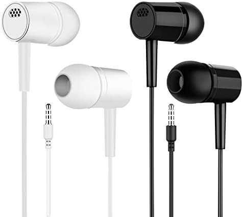 2 Pack Earbuds Headphone Wired with Microphone, Bass Earbuds High Sound Quality 3.5mm Stereo Earphones Compatible with Android Phones/PC Computers/MP3 Players/Laptop