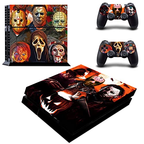 Decal Moments PS4 Console Skin PS4 Controller Skins Video Game Console Vinyl Sticker Wrap Decal for Playstation Horror Jason Halloween Michael Ghost