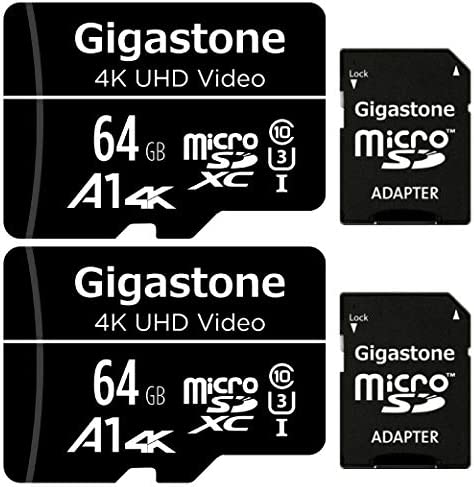 Gigastone 64GB 2-Pack Micro SD Card, 4K UHD Video, Surveillance Security Cam Action Camera Drone Professional, 90MB/s Micro SDXC UHS-I U3 Class 10