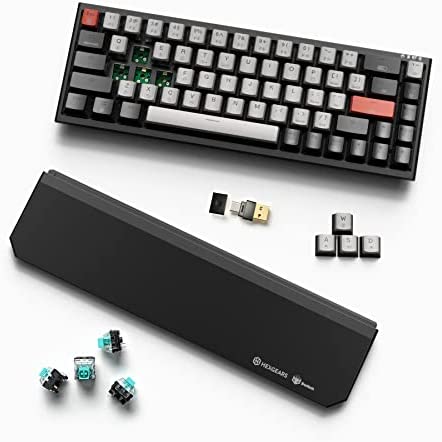 Hexgears X1 Pro 60% Wireless Hotswappable Mechanical Keyboard, Hot Swap with Kaihl Box Blue Switch, 2.4ghz & Bluetooth Computer Gaming Keyboard, 65% Customized with Wrist Rest 68-Key Dark Knight