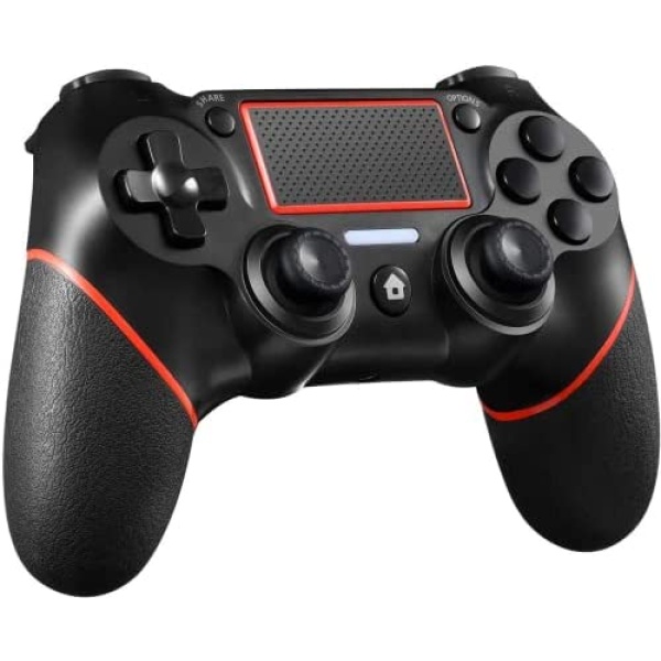 Sefwon PS4 Controller Wireless Game Compatible with PS4/Pro/PC with Motion Motors and Audio Function, Mini LED Indicator, USB Cable and Anti-Slip (Red)